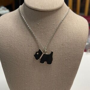 Coach Black Dog Pendant Silver Toned Necklace